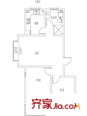 康大觀邸戶型圖3#A戶型 2室1廳1衛(wèi)1廚