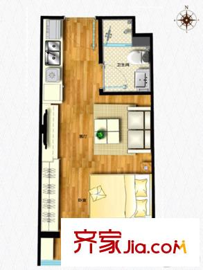 城中城2#公寓D戶型 1室1廳1衛(wèi)