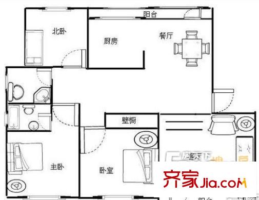 匯泉雅居戶型圖3室戶型圖 3室2廳1衛(wèi)1廚