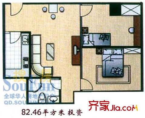銀河金星戶型圖2室1廳1衛(wèi)1廚