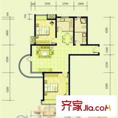 九方海悅?cè)A庭戶型圖標(biāo)準(zhǔn)層兩室戶型 2室2廳1衛(wèi)1廚