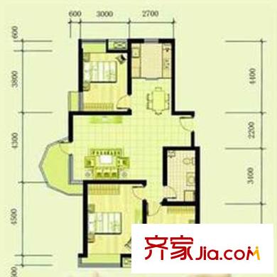 九方海悅?cè)A庭戶型圖標(biāo)準(zhǔn)層三室戶型 3室2廳1衛(wèi)1廚