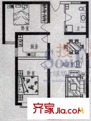 魯澤觀天下戶型圖實用二居室 2室2廳1衛(wèi)