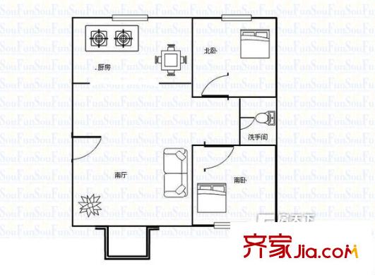 魯澤觀天下戶型圖2室戶型圖 2室2廳1衛(wèi)1廚