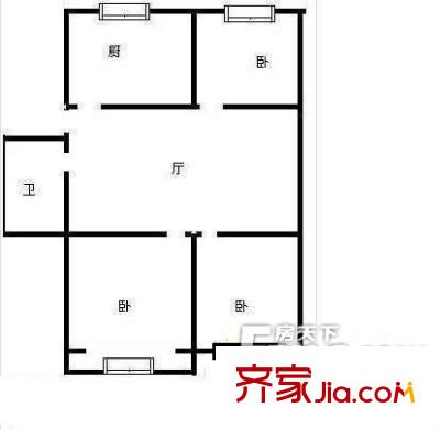 華陽路小區(qū)戶型圖3室 3室1廳1衛(wèi)1廚