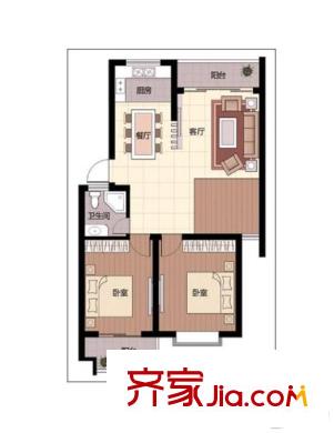 西元莊一期2室 戶型圖