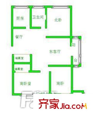 泰山路小區(qū) 3室 戶型圖