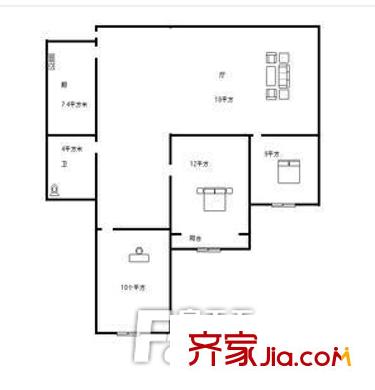 泰山路小區(qū) 2室 戶型圖