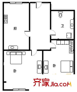 銀鷗新村 2室 戶型圖