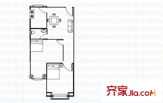 泰山路小區(qū) 2室 戶型圖