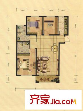 盛世美邦1期3號樓C戶型圖 3室2廳2衛(wèi)1廚