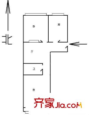 漢口路小區(qū)戶型圖2室戶型圖 2室1廳1衛(wèi)1廚