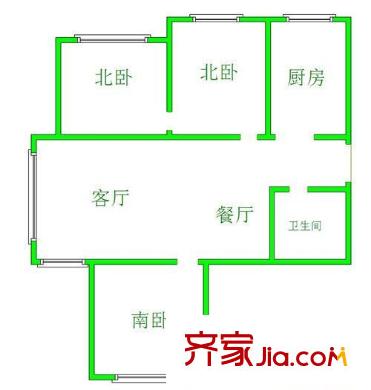 海岸馨園戶型圖3室戶型圖 3室2廳1衛(wèi)1廚