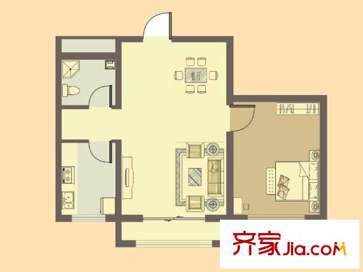 中房馨街里戶型圖1-17號(hào)樓雅居戶型 1室2廳1衛(wèi)1廚