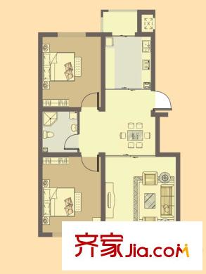 中房馨街里戶型圖1-17號(hào)樓祥居戶型 2室2廳1衛(wèi)1廚