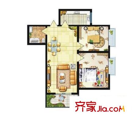 興華景園 2室 戶型圖
