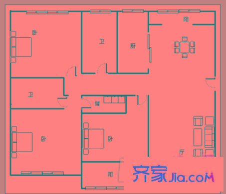 永安路社區(qū)戶型圖戶型圖 3室2廳2衛(wèi)1廚