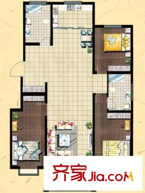廊橋水岸戶型圖A戶型 3室2廳2衛(wèi)1廚