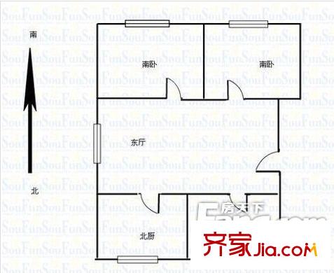 港澳新城戶型圖戶型圖 2室2廳1衛(wèi)1廚