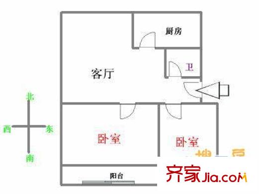 福北小區(qū) 2室 戶(hù)型圖