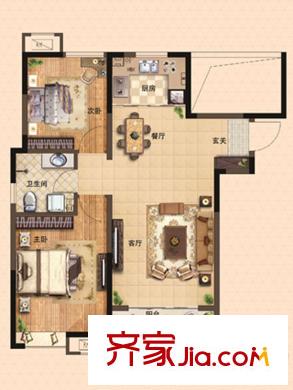 和達(dá)中心城戶型圖1、2、3、5號(hào)樓整層2戶型 2室2廳1衛(wèi)1廚