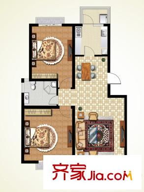 鑫江拉菲莊園戶型圖A戶型 2室2廳1衛(wèi)1廚