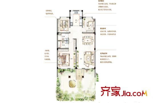 萬(wàn)科青島小鎮(zhèn)三期292-300號(hào)樓mini疊拼A-0戶型圖 3室2廳1衛(wèi)