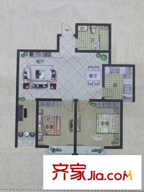 千禧銀杏苑19#、21#、22#、25#標(biāo)準(zhǔn)層陽光美居戶型 2室2廳1衛(wèi)1廚