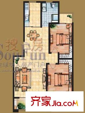 錦源尚都戶型圖A型 2室2廳1衛(wèi)