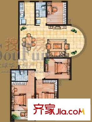 錦源尚都戶型圖D型 4室2廳2衛(wèi)