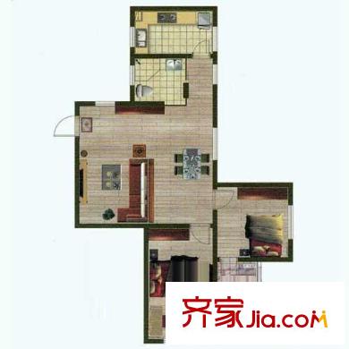 金嶺尚座戶型圖F戶型 2室2廳1衛(wèi)
