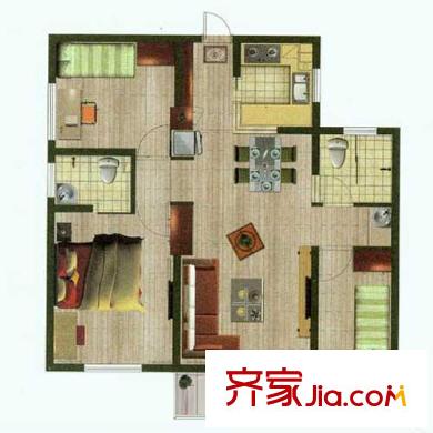 金嶺尚座戶型圖A’戶型 3室2廳2衛(wèi)