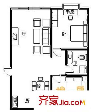 齊長城花園 1室 戶型圖
