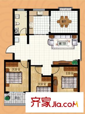 華麗澄月湖畔戶型圖G戶型 3室2廳1衛(wèi)1廚