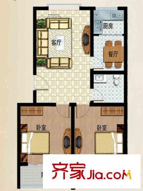 華麗澄月湖畔戶型圖北區(qū)C戶型 2室2廳1衛(wèi)1廚