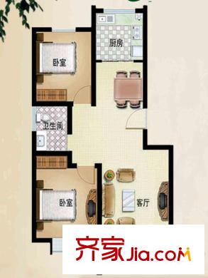 華麗澄月湖畔戶型圖北區(qū)A戶型 2室2廳1衛(wèi)1廚