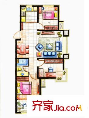 鑫源向上2#、4#G戶型 3室2廳1衛(wèi)1廚