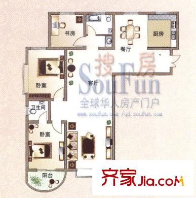 海印長(zhǎng)天戶型圖2期標(biāo)準(zhǔn)層三居室 3室2廳2衛(wèi)