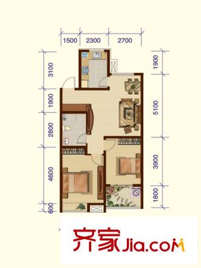 香緹樹戶型圖2-C戶型 2室2廳1衛(wèi)1廚