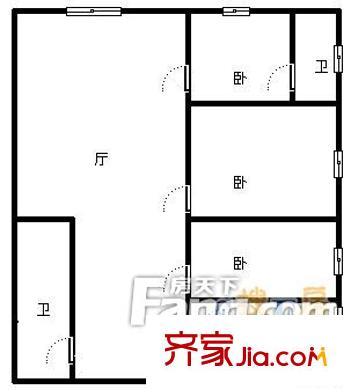 新官廳戶型圖3室戶型圖 3室1廳1衛(wèi)1廚