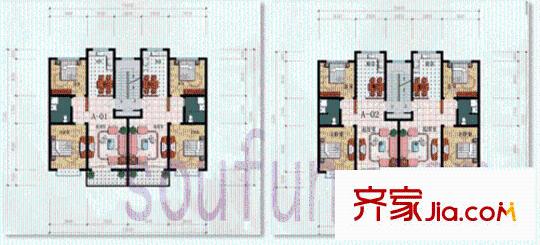 御墅臨楓戶型圖2室2廳1衛(wèi)1廚
