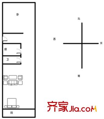威海路步行街 2室 戶型圖