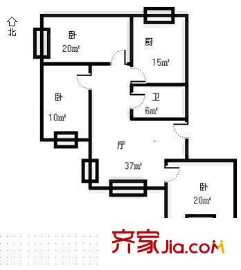 威海路步行街 3室 戶型圖
