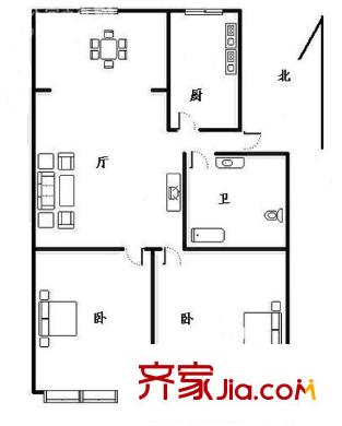 振華苑戶型圖2室戶型圖 2室2廳1衛(wèi)1廚