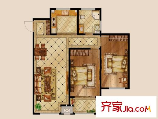 映月公館戶型圖C戶型 2室2廳1衛(wèi)1廚