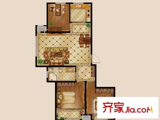 映月公館戶型圖B戶型 2室2廳1衛(wèi)1廚
