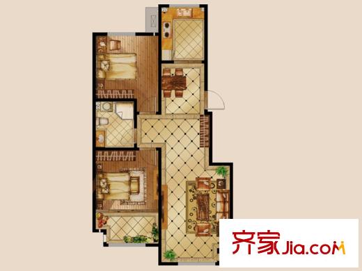 映月公館戶型圖A戶型 2室2廳1衛(wèi)1廚