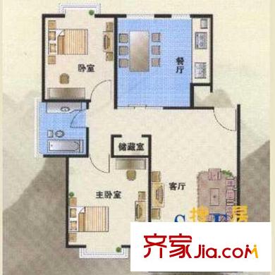 金柏佳園戶型圖多層1#-3#、7#、8#標(biāo)準(zhǔn)層D戶型 2室2廳1衛(wèi)1廚