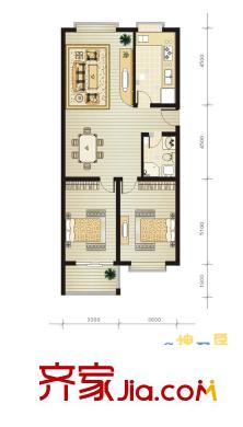 都市華庭戶型圖D 2室2廳1衛(wèi)