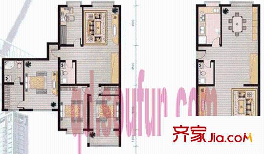 都市華庭戶型圖4室3廳3衛(wèi)1廚